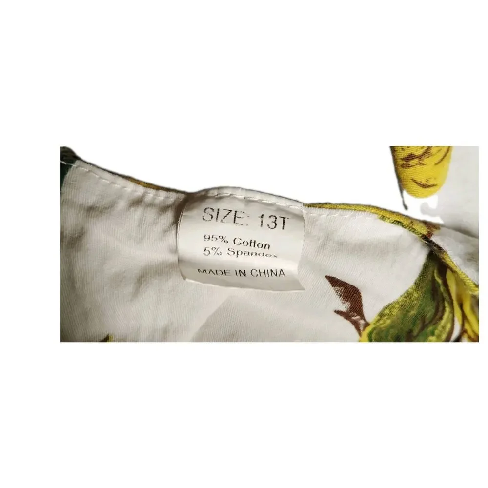 Lemon Print Fit And Flare Midi Dress 13 Teen Fun Summer Picnic Stretch